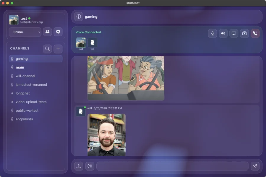 StuffChat call and media view